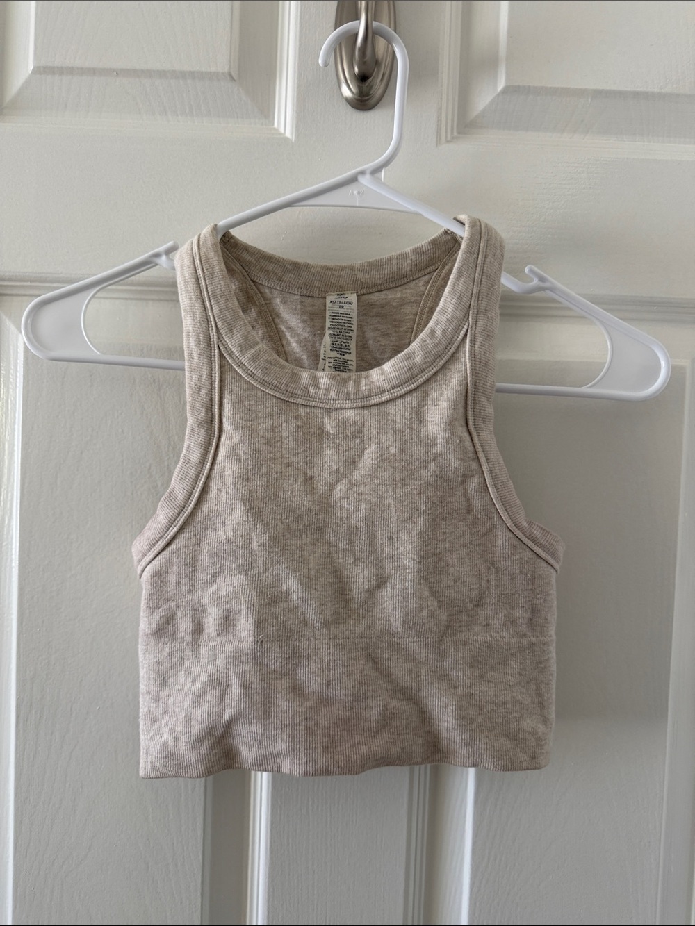 ALO Yoga Ribbed Crop Tank Top - Light Beige